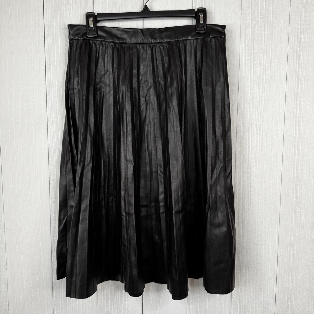 Marc New York Faux Leather Pleated Midi Skirt